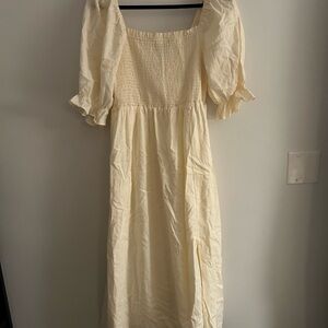 GAP Cream Maxi Dress with Puff Sleeves